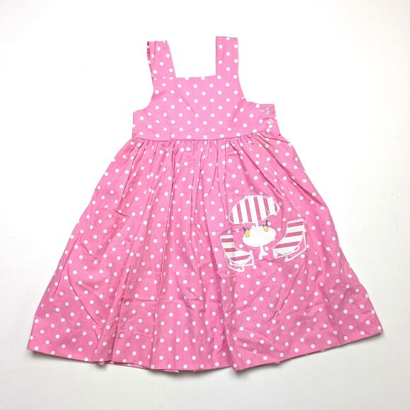 Vintage The Bailey Boys Dress Girls Size 4T Pink Polka Dot Beach Sundress - Picture 1 of 7